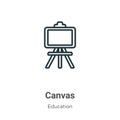 Canvas outline vector icon. Thin line black canvas icon, flat vector simple element illustration from editable education concept Royalty Free Stock Photo