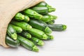 Canvas sack full of zucchini Royalty Free Stock Photo