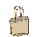 Canvas Tote bag. Cloth eco shopper. Outline cartoon illustration