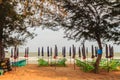 Canvas umbrellas and chairs on the beach at Chao Samran beach, P Royalty Free Stock Photo