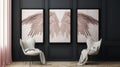 Luxurious Angel Wings Print In Light Pink And Dark Bronze Royalty Free Stock Photo