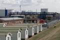 Static caravans in the shadow of Canvey Islands, Oikos oil farm.