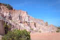 Canyon cliffs with many rocks sedimented by time, rocks with red and yellow colors