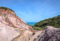 Canyon of cliffs with many stones sedimented by time