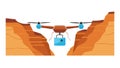 Canyon Drone Delivery, Challenging Terrain Logistics and Tech Icon, vector design Generative AI Royalty Free Stock Photo