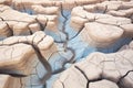 canyon floor with a pattern of dried riverbed cracks Royalty Free Stock Photo