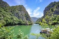 Canyon Matka in North Macedonia beautiful view with rocks, lake, trees and colorful background