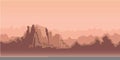 Canyon morning landscape, beige tone. Vector illustration. Flat style. Horizontal. Royalty Free Stock Photo