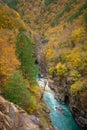 Canyon of mountain river in fall season