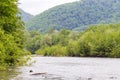 canyon of a mountain river , summer walks in the bosom of nature, rapid flow of water Royalty Free Stock Photo