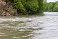 canyon of a mountain river , summer walks in the bosom of nature, rapid flow of water Royalty Free Stock Photo