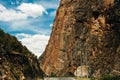 Canyon road narrow path way for walking between steep rock walls Royalty Free Stock Photo