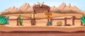 Wild west landscape background, vector western desert illustration, game environment concept.