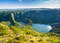 Canyon of Uvac river in green valley in Serbia with sunset light