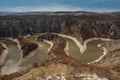 Canyon of Uvac river with meanders at  Nature reserve Uvac, Serbia Royalty Free Stock Photo