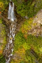 Canyon waterfall aerial view over rocks