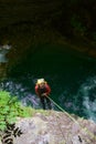 Canyoneering in Forco Canyon, Pyrenees in Spain Royalty Free Stock Photo