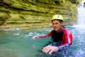 Canyoneering in Forco Canyon, Pyrenees in Spain Royalty Free Stock Photo