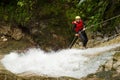 Canyoning Adventure Waterfall Descent Royalty Free Stock Photo