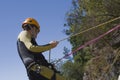Canyoning men hold the rope Royalty Free Stock Photo
