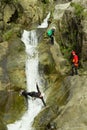 Canyoning Waterfall Descent Royalty Free Stock Photo