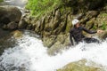 Canyoning Waterfall Descent Royalty Free Stock Photo