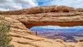 Canyonlands - Scenic view through Mesa Arch near Moab, Canyonlands National Park, San Juan County, Southern Utah, USA Royalty Free Stock Photo