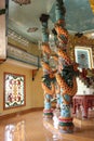 Colourful Dragon Columns Cao Dai Temple Long-Than Villiage Southern Vietnam