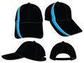Set Baseball Cap Design Vector With Black/Blue Colors. Royalty Free Stock Photo