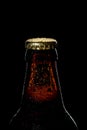 Cap of beer bottle closeup on a black background Royalty Free Stock Photo