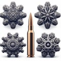 Cap Bullet Rosette Bullet shaped snowflakes with capped rosete Royalty Free Stock Photo
