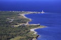 Cap des Rosiers Lighthouse, aerial view, Gaspesie, Quebec Royalty Free Stock Photo