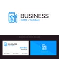 Cap, Education, Graduation, Mobile, Pencil Blue Business logo and Business Card Template. Front and Back Design