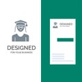 Cap, Education, Graduation, Woman Grey Logo Design and Business Card Template