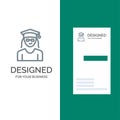 Cap, Education, Graduation, Woman Grey Logo Design and Business Card Template