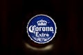 Cap of Extra Corona beer. Water drops.