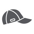 Cap glyph icon, clothes and accessory, sport hat sign, vector graphics, a solid pattern on a white background. Royalty Free Stock Photo