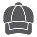 Cap glyph icon, clothing and casual, hat sign, vector graphics, a solid pattern on a white background. Royalty Free Stock Photo
