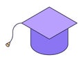 Cap graduate isometric icon. Educatio icon. Academic cap on isolated background. Vector illustration