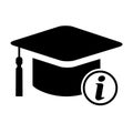 Cap, hat information symbol isolated on white background. Graduate education illustration vector icon, success web button