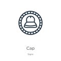 Cap icon. Thin linear cap outline icon isolated on white background from signs collection. Line vector sign, symbol for web and Royalty Free Stock Photo