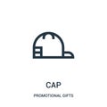 cap icon vector from promotional gifts collection. Thin line cap outline icon vector illustration. Linear symbol for use on web Royalty Free Stock Photo