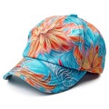 Baseball Cap isolated on white background. Realistic cap with colorful flower patterns Royalty Free Stock Photo