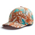 Baseball Cap isolated on white background. Realistic cap with colorful flower patterns Royalty Free Stock Photo