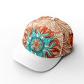 Baseball Cap isolated on white background. Realistic cap with colorful pattern in mandala style Royalty Free Stock Photo