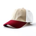 Baseball Cap isolated on white background. Realistic cap in three colors beige, red and white Royalty Free Stock Photo