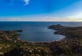 Cap le Dramont Agay Bay AnthÃÂ©or la Baumette and Saint Raphael scenic and panoramic Aerial view at sunset in the French Riviera