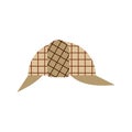 Cap private detective isolated. Hat Vector illustration