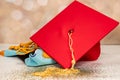 Red Cap and Gold Tassel For School Graduation