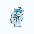 capability, head, human, knowledge, skill Flat Icon. green and Yellow sign and symbols for website and Mobile appliation. vector